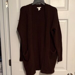 H&M Dark Brown Open-Front Cardigan